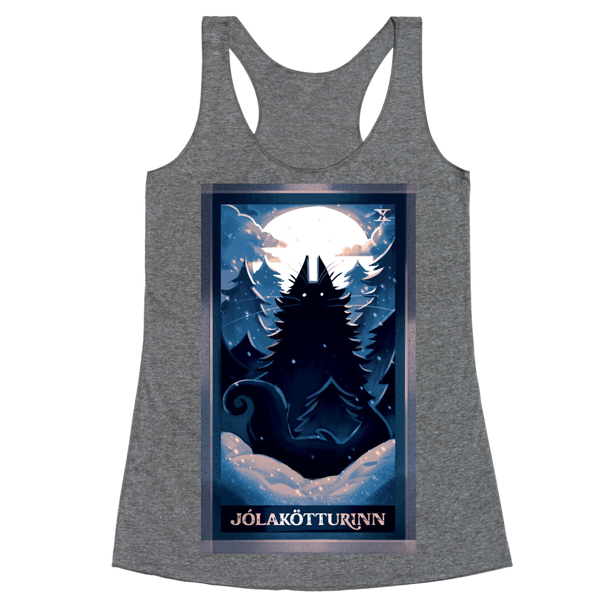 Yule Cat Tarot Card Jólakötturinn Racerback Tank
